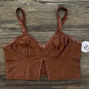 Lace Trimmed Brown Bralette